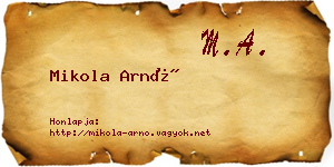 Mikola Arnó névjegykártya